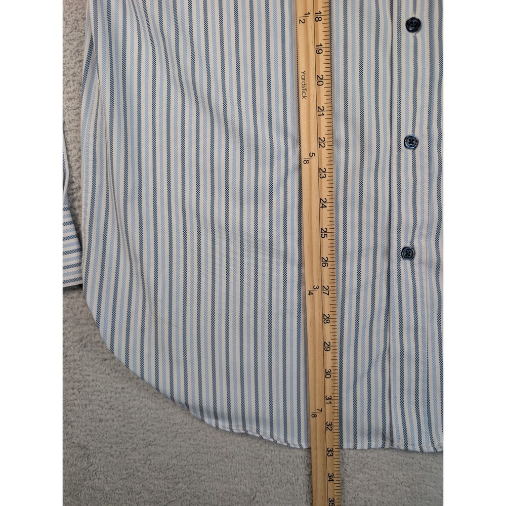 WRK Work Rest Karma Mens Regular Fit 4-Way Stretch Striped Dress Shirt Blue 16.5 - Picture 4 of 6